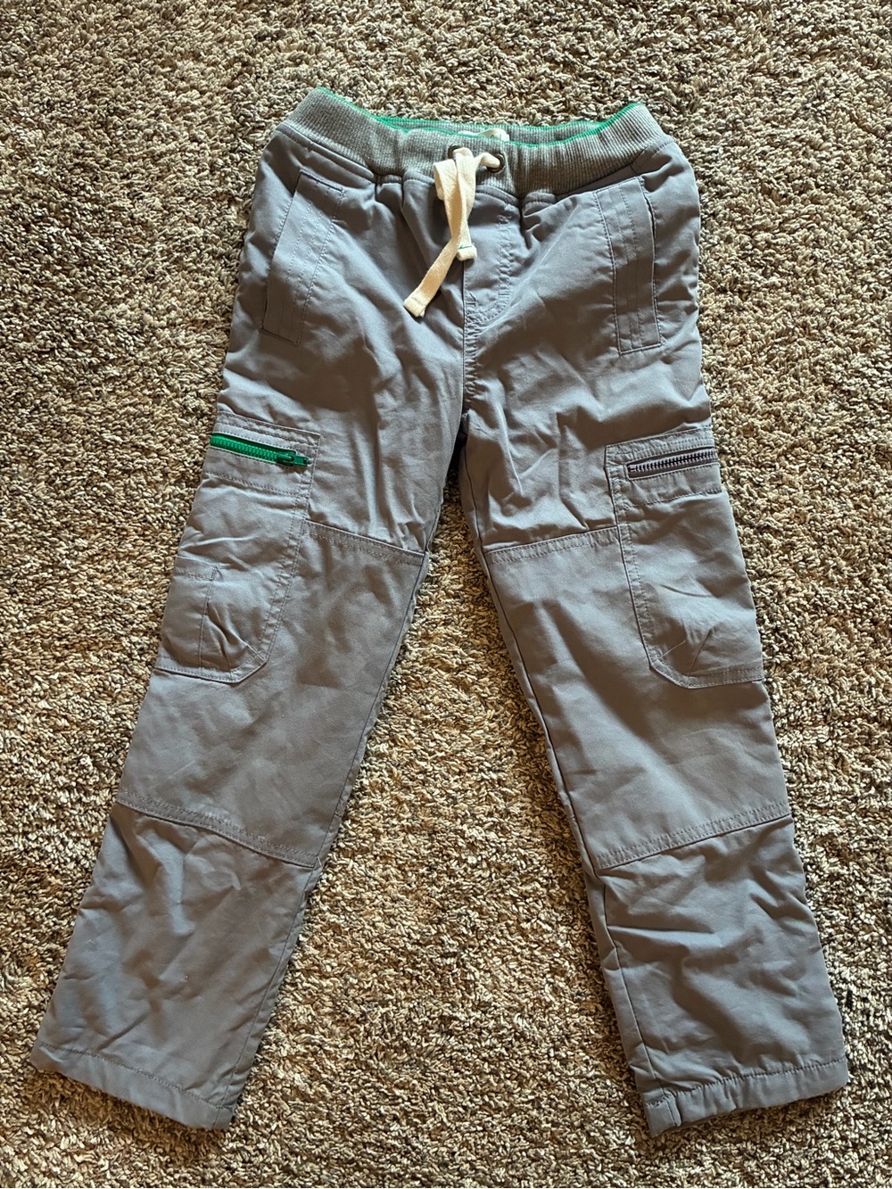 Mini Boden Cargo Pants with Green Trim - Durable Everyday Bottoms